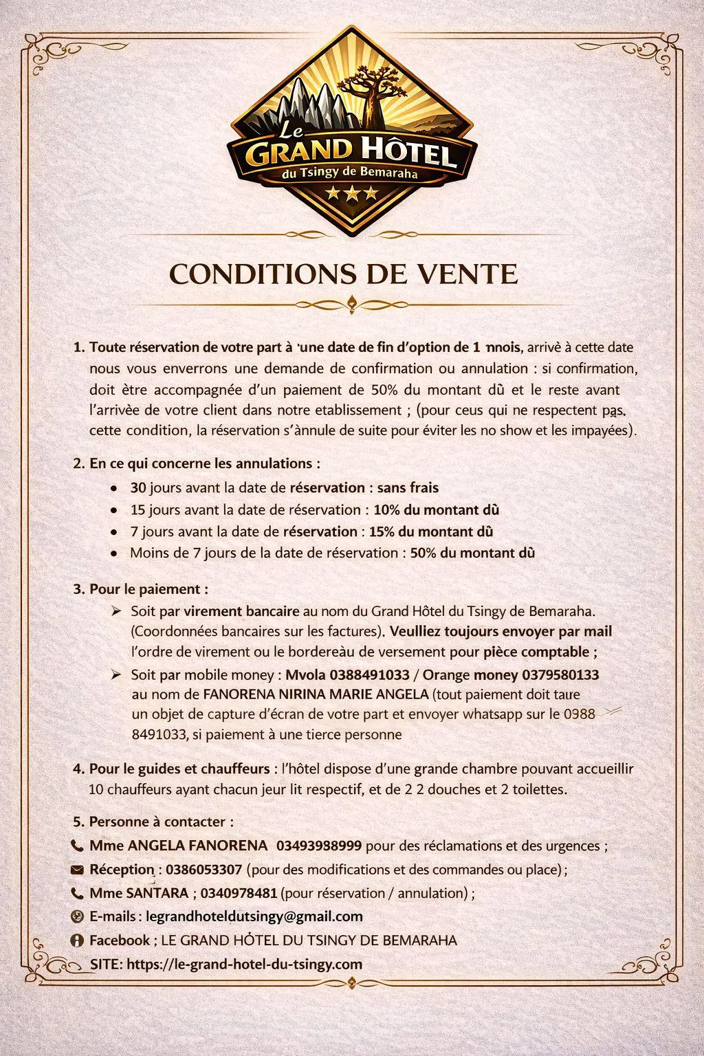 Conditions de vente